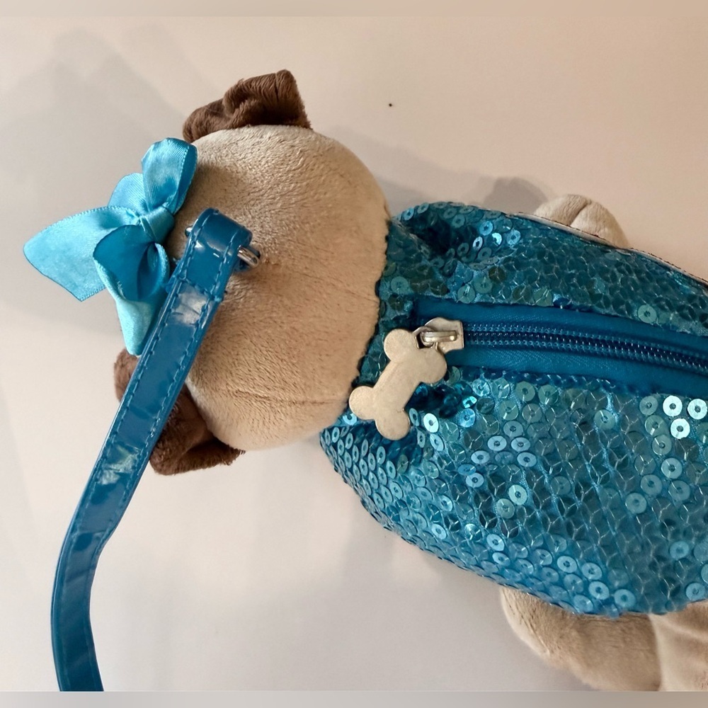 Pug dog purse, sequin and heart shoulder bag handbag- Poochie & Co. - Picture 6 of 7